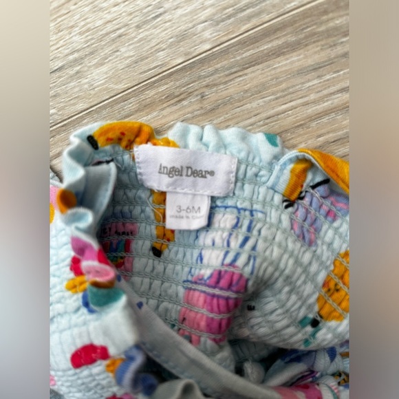 Angel Dear Baby Ice Cream Giggles Tie Strap Smocked Bubble Romper - 3-6 months - Picture 6 of 7